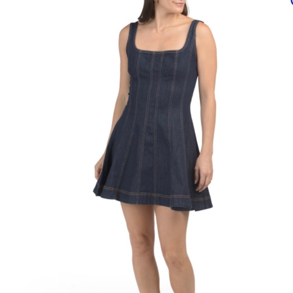 HOUSE OF HARLOW 1960 Paneled Swing Mini Denim Dress, Size Large